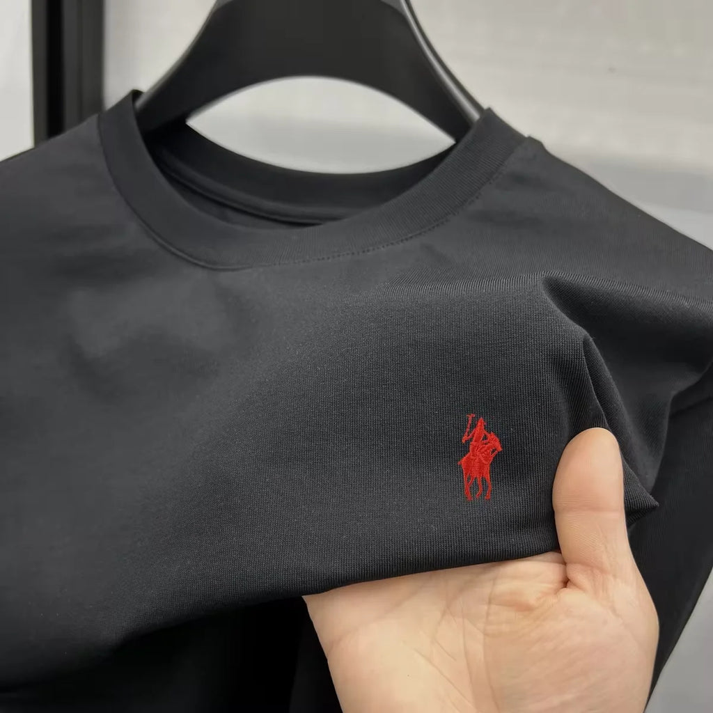 100% pure cotton short sleeve round neck men's T-shirt hot selling luxury brand summer exquisite pony embroidery breathable top